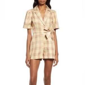 Adelyn Rae Plaid Jumpsuit in Yellow and Red